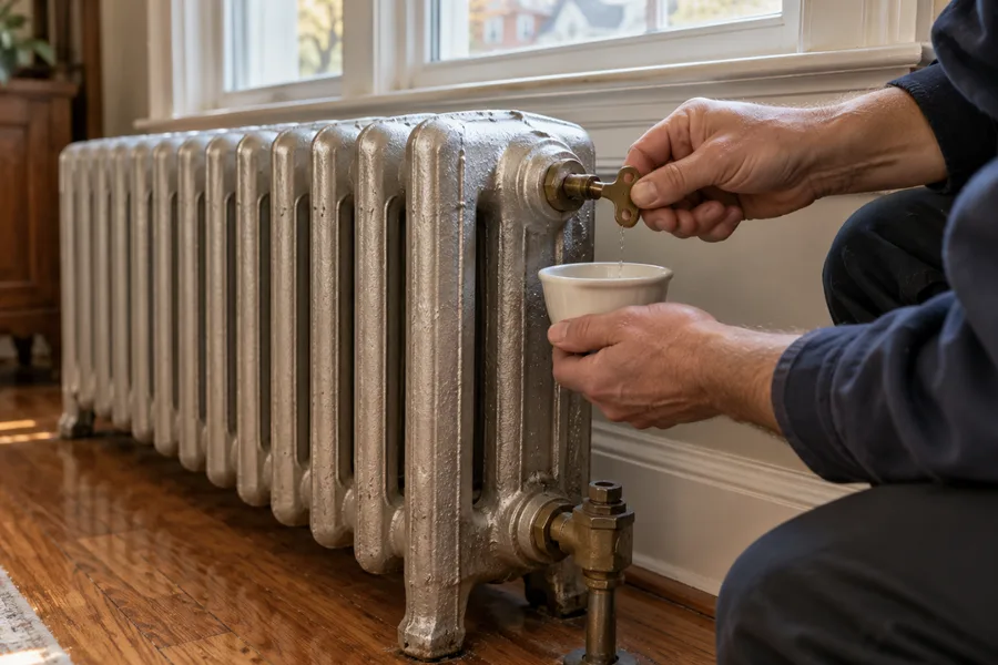 Bleeding air from a cast-iron radiator in an older twin home